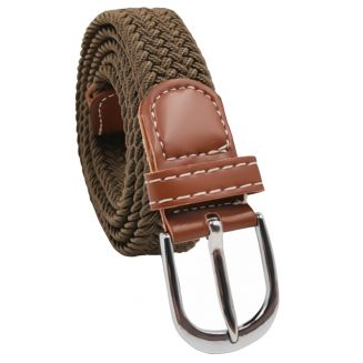 Fako Fashion® - Elastische Gevlochten Riem - Damesriem - Herenriem - Canvas - Elastisch - Gevlochten - 105cm - 25mm - Donker Khaki