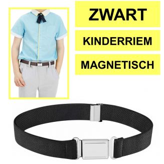 Fako Fashion® - Kinderriem Elastisch Magnetisch - Elastische Riem Voor Kinderen - Rekbare Riem - Broekriem - Stretch Riem - Zwart