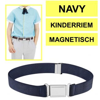 Fako Fashion® - Kinderriem Elastisch Magnetisch - Elastische Riem Voor Kinderen - Rekbare Riem - Broekriem - Stretch Riem - Navy Blauw