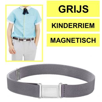 Fako Fashion® - Kinderriem Elastisch Magnetisch - Elastische Riem Voor Kinderen - Rekbare Riem - Broekriem - Stretch Riem - Grijs