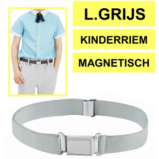 Fako Fashion® - Kinderriem Elastisch Magnetisch - Elastische Riem Voor Kinderen - Rekbare Riem - Broekriem - Stretch Riem - Lichtgrijs