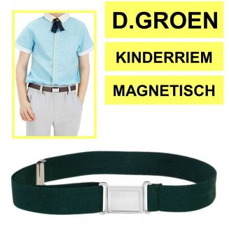 Fako Fashion® - Kinderriem Elastisch Magnetisch - Elastische Riem Voor Kinderen - Rekbare Riem - Broekriem - Stretch Riem - Donkergroen