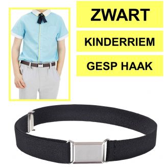 Fako Fashion® - Kinderriem Elastisch Gesp - Elastische Riem Voor Kinderen - Rekbare Riem - Broekriem - Stretch Riem - Zwart