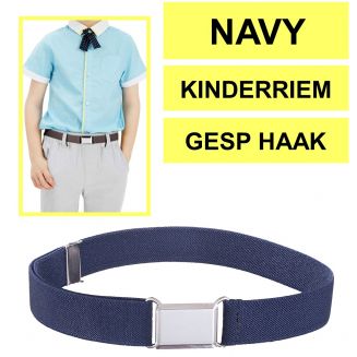 Fako Fashion® - Kinderriem Elastisch Gesp - Elastische Riem Voor Kinderen - Rekbare Riem - Broekriem - Stretch Riem - Navy Blauw