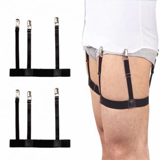 Fako Fashion® - Overhemd Bretels Set - Elastische Shirt Stays Garters - Zwart