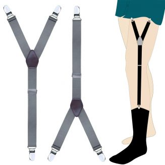 Fako Fashion® - Overhemd Bretels Set - Elastische Shirt Stays Garters - Y-stijl - Grijs