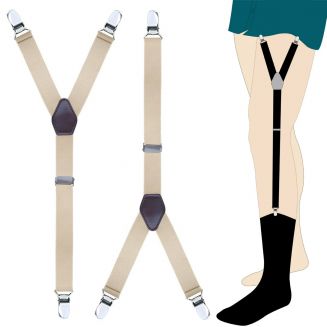 Fako Fashion® - Overhemd Bretels Set - Elastische Shirt Stays Garters - Y-stijl - Beige