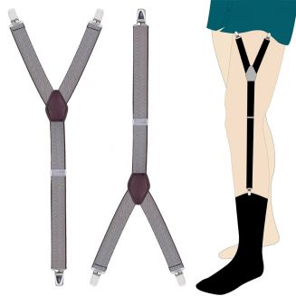 Fako Fashion® - Overhemd Bretels Set - Elastische Shirt Stays Garters - Y-stijl - Bruin Wave