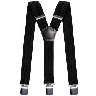 Merkloos - Bretels - Extra Breed - 28mm Brede Clips - XL - 120cm - Zwart 