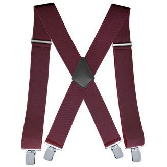 Fako Fashion® - Brede Heren Bretels - Volwassenen - 50mm Breed - 4 Clips - 28mm Brede Clips - XL - 120cm - Bordeaux Rood