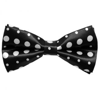 Fako Fashion® - Vlinderstrik - Vlinderdas - Print - 12cm - Zwart/Grote & Kleine Witte Stippen