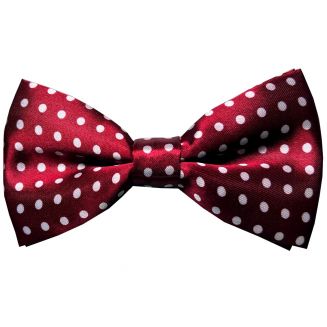 Fako Fashion® - Vlinderstrik - Vlinderdas - Print - 12cm - Donkerrood/Witte Stippen