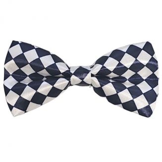 Fako Fashion® - Vlinderstrik - Vlinderdas - Print - 12cm - Geruit Navy Blauw/Wit