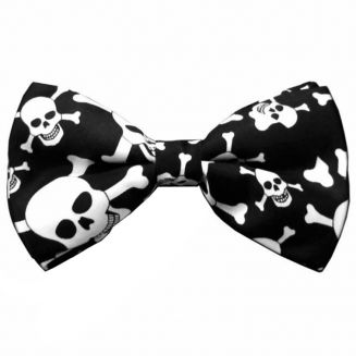 Fako Fashion® - Vlinderstrik - Vlinderdas - Print - 12cm - Zwart/Witte Schedels