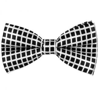 Fako Fashion® - Vlinderstrik - Vlinderdas - Print - 12cm - Wit/Zwarte Blokjes