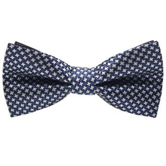 Fako Fashion® - Vlinderstrik - Vlinderdas - Deluxe - 12cm - Donkerblauw Met Kruisjes