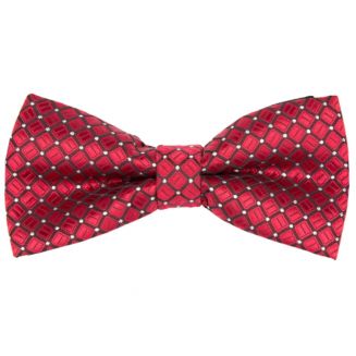 Fako Fashion® - Vlinderstrik - Vlinderdas - Deluxe - 12cm - Rood Met Blokjes