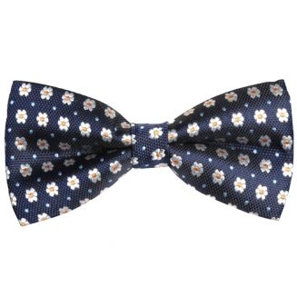 Fako Fashion® - Vlinderstrik - Vlinderdas - Deluxe - 12cm - Blauw Met Witte Bloemetjes