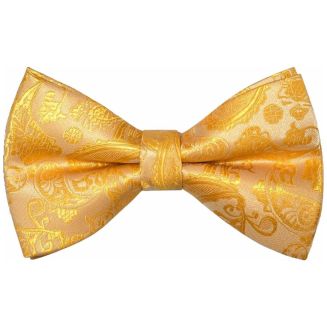 Fako Fashion® - Vlinderstrik Paisley - 100% Zijde - Goud Geel - Vlinderdas - Strik - Strikje - Vlinderdassen - Paisley Goud Geel