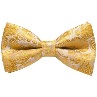 Fako Fashion® - Vlinderstrik Paisley - 100% Zijde - Goud Beige - Vlinderdas - Strik - Strikje - Vlinderdassen - Paisley Goud Beige