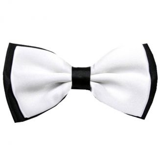 Fako Fashion® - Kinder Vlinderstrik - Vlinderdas - Duo Tone - 10cm - Wit/Zwart
