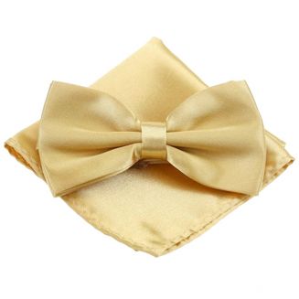 Fako Fashion® - Vlinderstrik Met Pochette - Vlinderdas - Strikje - Pochet - Goudgeel