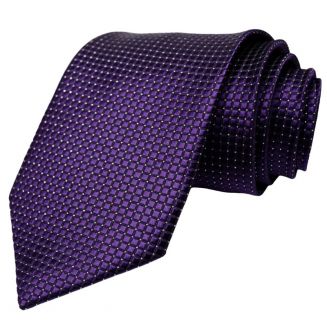 Fako Fashion® - Stropdas - Ruit - Satijn - 8cm - 145cm - Donkerpaars