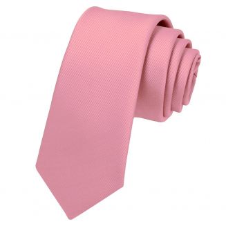 Fako Fashion® - Fijne Stropdas - Gestreept - Ribstructuur - 100% Zijde - Effen - 6cm - 145cm - Roze