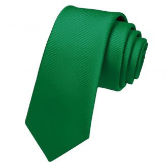 Fako Fashion® - Fijne Stropdas - Gestreept - Ribstructuur - 100% Zijde - Effen - 6cm - 145cm - Groen