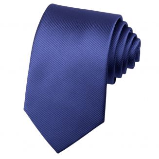 Fako Fashion® - Brede Stropdas - Gestreept - Ribstructuur - 100% Zijde - Effen - 8cm - 145cm - Royal Blauw