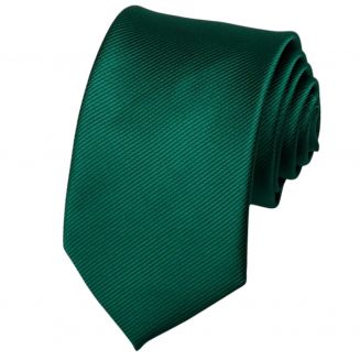 Fako Fashion® - Brede Stropdas - Gestreept - Ribstructuur - 100% Zijde - Effen - 8cm - 145cm - Donkergroen