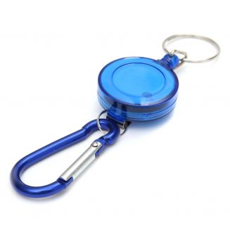 Fako Bijoux® - Uittrekbare Sleutelhanger Met Koord - Rolspeld - Yoyo - Skipashouder - Kunststof - Blauw