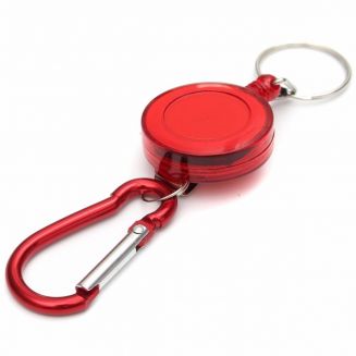 Fako Bijoux® - Uittrekbare Sleutelhanger Met Koord - Rolspeld - Yoyo - Skipashouder - Kunststof - Rood