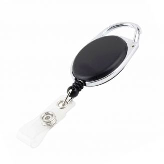 Merkloos - Uittrekbare Sleutelhanger Met Koord - Rolspeld - Yoyo - Jojo - Skipashouder - Nylon - 36x56mm - Zwart