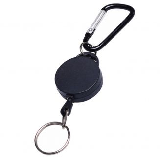 Fako Bijoux® - Uittrekbare Sleutelhanger Met Clip - Voor Sleutels & Pasjes - Sleutelhanger Met Koord - Zwart