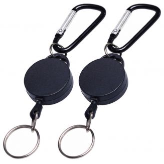 Fako Bijoux® - 2x Uittrekbare Sleutelhanger Met Clip - Voor Sleutels & Pasjes - Sleutelhanger Met Koord - Zwart - 2 Stuks