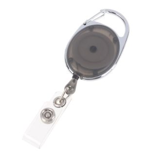 Merkloos - Uittrekbare Sleutelhanger Met Koord / Rolspeld / Yoyo / Jojo / Skipashouder - Nylon - 36x56mm - Transparant - Zwart