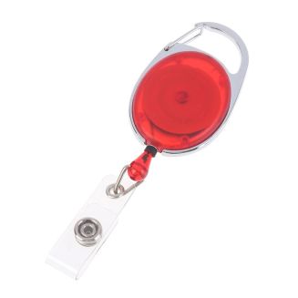 Merkloos - Uittrekbare Sleutelhanger Met Koord / Rolspeld / Yoyo / Jojo / Skipashouder - Nylon - 36x56mm - Transparant - Rood