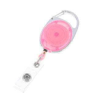 Fako Bijoux® - Uittrekbare Sleutelhanger Met Koord / Rolspeld / Yoyo / Jojo / Skipashouder - Nylon - 36x56mm - Transparant - Roze