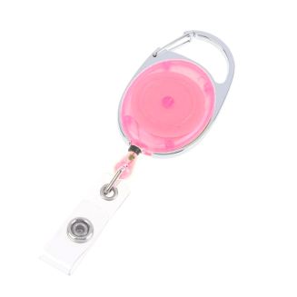Merkloos - Uittrekbare Sleutelhanger Met Koord / Rolspeld / Yoyo / Jojo / Skipashouder - Nylon - 36x56mm - Transparant - Roze