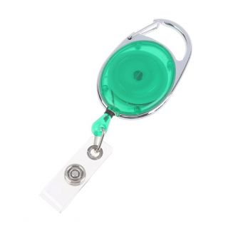 Fako Bijoux® - Uittrekbare Sleutelhanger Met Koord / Rolspeld / Yoyo / Jojo / Skipashouder - Nylon - 36x56mm - Transparant - Groen