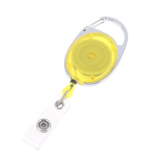 Merkloos - Uittrekbare Sleutelhanger Met Koord / Rolspeld / Yoyo / Jojo / Skipashouder - Nylon - 36x56mm - Transparant - Geel