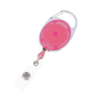 Merkloos - Uittrekbare Sleutelhanger Met Koord / Rolspeld / Yoyo / Jojo / Skipashouder - Nylon - 36x56mm - Transparant - Fuchsia