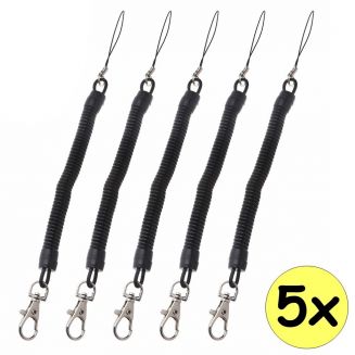 Fako Bijoux® - Uittrekbare Sleutelhanger Spiraal - Uittrekbaar - Verend - 23cm - 5 Stuks