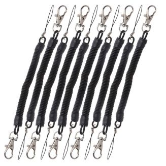 Fako Bijoux® - Uittrekbare Sleutelhanger Spiraal - Uittrekbaar - Verend - 23cm - 10 Stuks