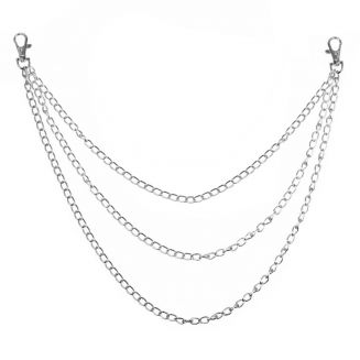 Fako Bijoux® - Sleutelketting - Broekketting - Portemonnee Ketting Trio - 48cm - Zilverkleurig