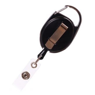 Fako Bijoux® - Uittrekbare Sleutelhanger Met Koord & Clip - Rolspeld - Yoyo - Jojo - Skipashouder - Nylon - 36x56mm - Zwart