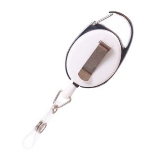 Fako Bijoux® - Uittrekbare Sleutelhanger Met Koord & Clip - Rolspeld - Yoyo - Jojo - Skipashouder - Nylon - 36x56mm - Wit