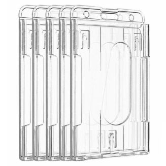 Fako Bijoux - 5x Plastic Pashouder - Kaarthouder PC Verticaal - ID Kaart - Pasjeshouder - Badgehouder - Transparant - 5 Stuks