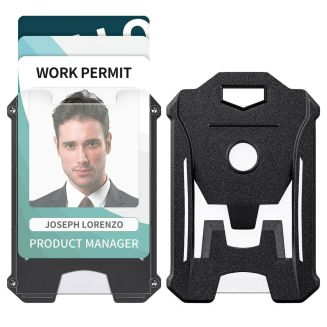 Fako Bijoux - 2x Heavy Duty Pashouder Guardian - Kaarthouder Verticaal - ID Kaart - Pasjeshouder - Badgehouder - Voor Maximaal 5 Pasjes - Transparant/Zwart - 2 Stuks